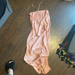 Pink silk slip dress